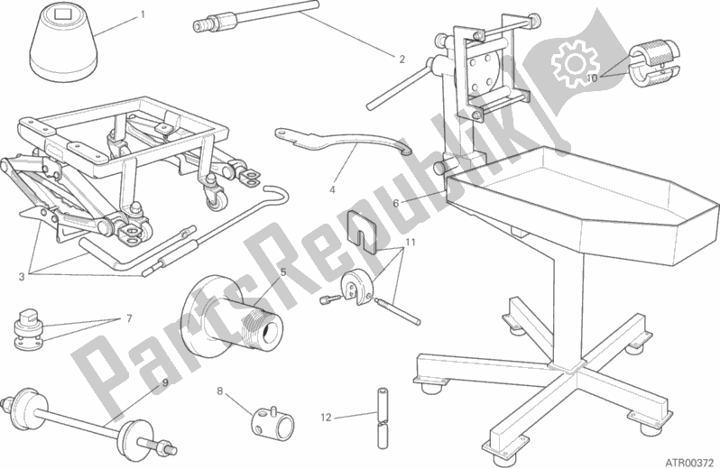All parts for the Workshop Service Tools (frame) of the Ducati Hypermotard 950 USA 2020